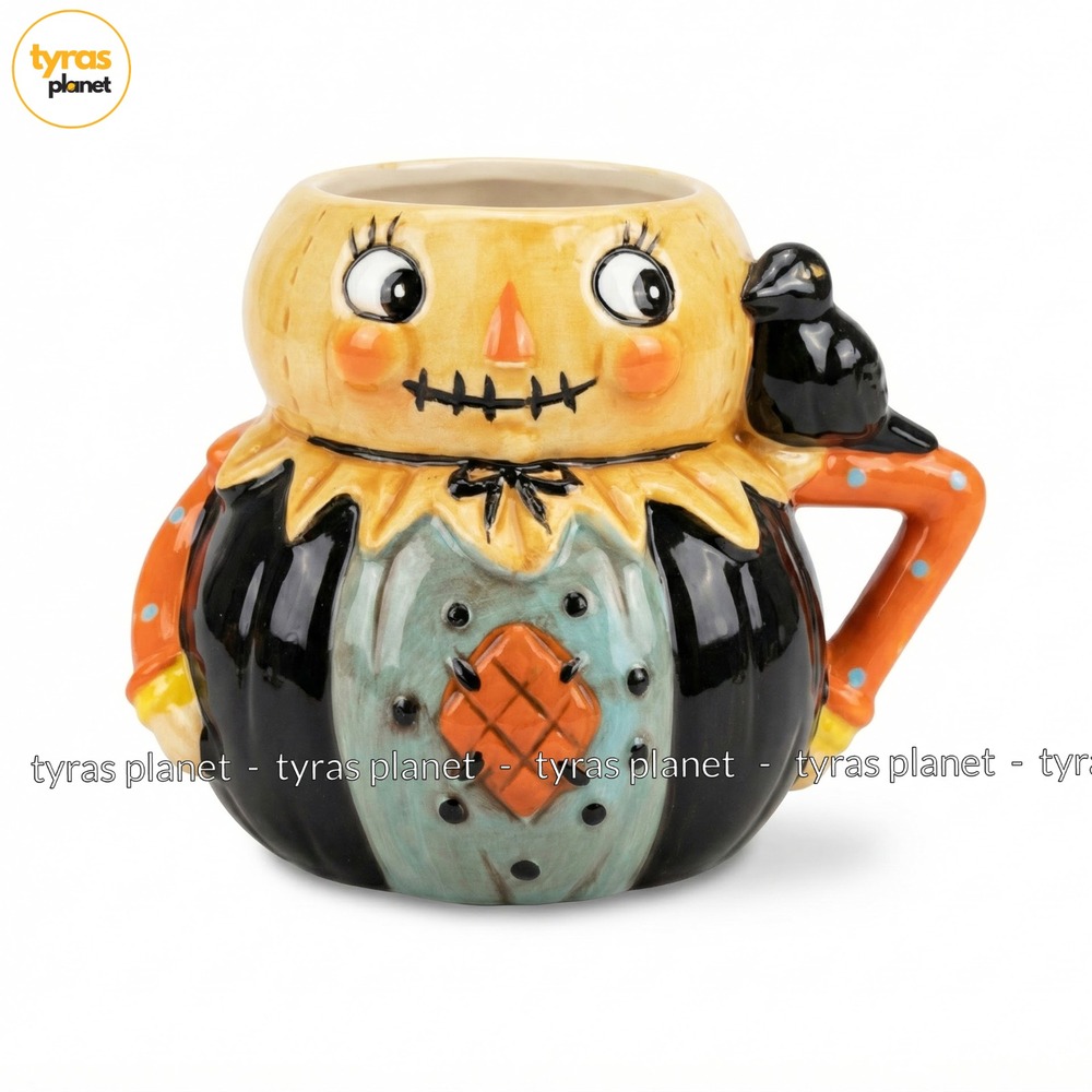 Johanna Parker Boy Scarecrow Mug Retro Fall Halloween Decor Ceramic Single NEW